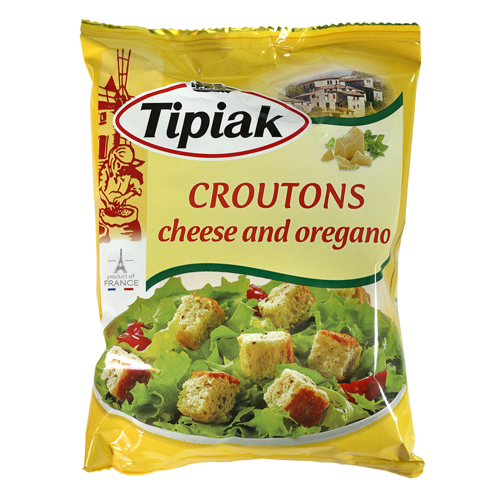 TIPIAK ΚΡΟΥΤΟΝ ΜΕ ΤΥΡΙ & ΡΙΓΑΝΗ | TIPIAK CROUTONS WITH CHEESE AND OREGANO FLAVOUR 50g